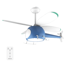 EnergySilence Aero 4600 Helicopter Ventilatore da soffitto dal design a elicottero con motore DC da 36W e luce LED da 32W, 4 pale, 6 velocità, 39", timer fino a 8 ore, funzione inverno/estate.