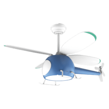 EnergySilence Aero 4600 Helicopter Ventilador de techo de diseño en forma de helicóptero con motor DC de 35W y luz LED de 32W, 4 aspas, 6 velocidades, 39", temporizador hasta 8 horas, función winter/summer.