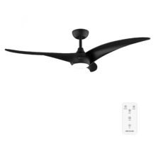 EnergySilence Aero 5295 Black Ventilador de techo, con motor DC de 40W, 54 pulgadas, con luz LED de 18W,  3 tonalidades seleccionables, 3 aspas,temporizador programable.