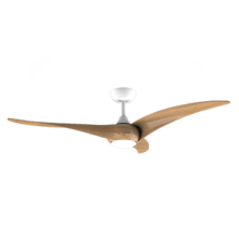 EnergySilence Aero 5295 WhiteWood Ventilateur de plafond, avec moteur DC de 40 W, 54 pouces, lampe LED de 15 W, 3 teintes sélectionnables, 3 pales et minuterie programmable.