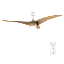 EnergySilence Aero 5295 WhiteWood Ventilatore da soffitto, con motore DC da 40W, 54 pollici, con luce LED da 15W, 3 tonalità selezionabili, 3 pale, timer programmabile.