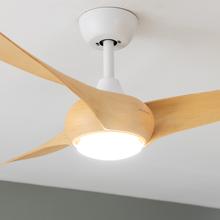 EnergySilence Aero 5295 WhiteWood Ventoinha de teto com motor DC de 80 W e 100 polegadas, controlo remoto, altura regulável, temporizador programável até 8 horas, 6 pás, 6 velocidades, modo Inverno/Verão.