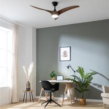 EnergySilence Aero 5295 DarkWood Ventilateur de plafond, avec moteur DC de 40 W, 54 pouces, lampe LED de 15 W, 3 teintes sélectionnables, 3 pales et minuterie programmable.