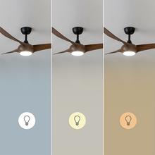 EnergySilence Aero 5295 DarkWood Ventilatore da soffitto, con motore DC da 40W, 54 pollici, con luce LED da 15W, 3 tonalità selezionabili, 3 pale, timer programmabile.