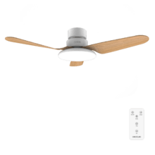 EnergySilence Aero 5200 Light WhiteWood Ventilatore da soffitto con motore DC da 40 W, 43", luce LED da 22W, 3 tonalità, 3 pale, timer programmabile, modalità inverno/estate, 6 velocità.