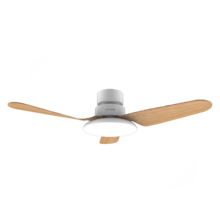 EnergySilence Aero 5200 Light WhiteWood Ventilateur de plafond de 40 W et 43” avec moteur DC, lampe LED de 22 W, 3 couleurs, 3 pales, minuterie programmable, 6 vitesses, mode Hiver-Été.