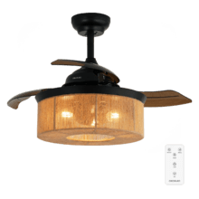 EnergySilen Aero 3600 Invi Natural Style Ventoinha de teto de design com motor DC, com potência de 25 W e lâmpada integrada, com 3 pás retrateis, 36 polegadas, controlo remoto, 3 velocidades, temporizador e modo Inverno/Verão.