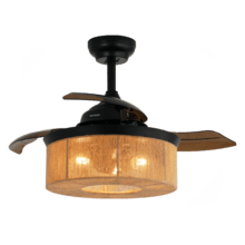 EnergySilen Aero 3600 Invi Natural Style Ventoinha de teto de design com motor DC, com potência de 25 W e lâmpada integrada, com 3 pás retrateis, 36 polegadas, controlo remoto, 3 velocidades, temporizador e modo Inverno/Verão.