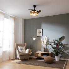 EnergySilen Aero 3600 Invi Natural Desig Ventilatore da soffitto di design con motore DC, potenza 25W e lampada integrata, con 3 pale retrattili, 36 pollici, telecomando, 3 velocità, timer e modalità inverno/estate.