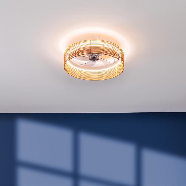 EnergySilence LampAero 600 Natur Design Design-Deckenventilator mit DC-Motor, mit einer Leistung von 20W und 40W LED-Licht, mit 5 Flügeln von 17 Zoll, Fernbedienung, 6 Geschwindigkeiten, 3 verfügbaren Lichtschattierungen, Timer und Winter/Sommer-Modus.