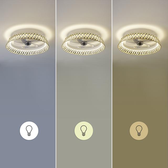 EnergySilence LampAero 610 Natur Design Ventilatore da soffitto di design con motore DC, con potenza di 20W e luce a LED da 45W, con 5 pale da 17 pollici, telecomando, 6 velocità, 3 tonalità di luce disponibili, timer e modalità inverno/estate.