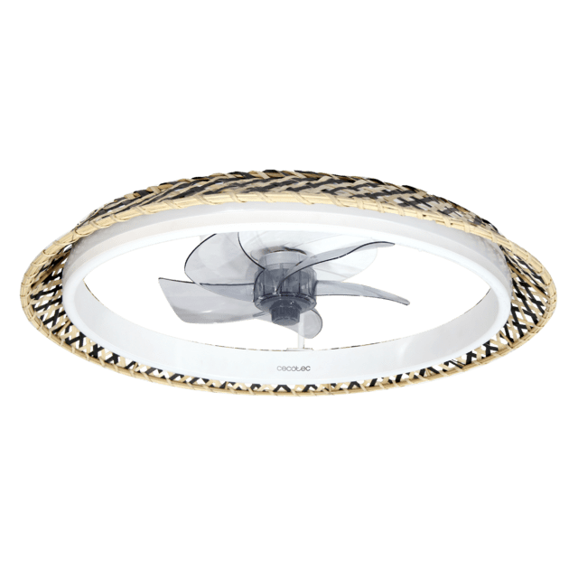 EnergySilence LampAero 610 Natur Design Ventilatore da soffitto di design con motore DC, con potenza di 20W e luce a LED da 45W, con 5 pale da 17 pollici, telecomando, 6 velocità, 3 tonalità di luce disponibili, timer e modalità inverno/estate.