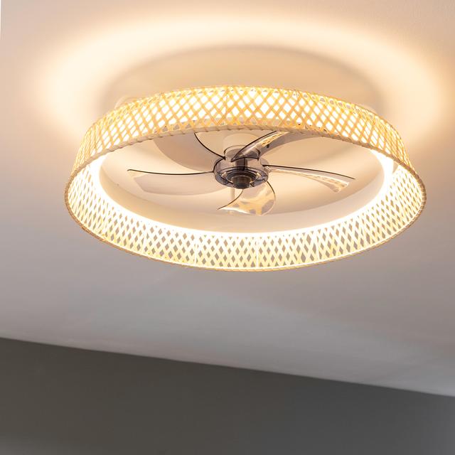 EnergySilence LampAero 620 Natur Design Ventilatore da soffitto di design con motore DC da 20W e luce LED da 40W, con 5 pale da 17 pollici, telecomando, 6 velocità, 3 tonalità di luce disponibili, timer e modalità inverno/estate.