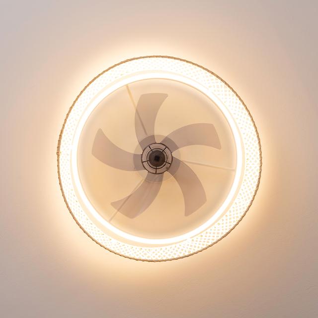 EnergySilence LampAero 620 Natur Design Ventoinha de teto de design com motor DC, com uma potência de 20 W e luz LED de 40 W, com 5 pás de 17 polegadas, controlo remoto, 6 velocidades, 3 tonalidades de luz disponíveis, temporizador e modo winter/summer.