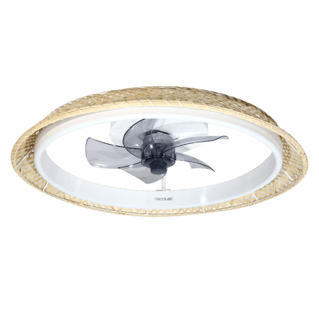 EnergySilence LampAero 620 Natur Design Ventilatore da soffitto di design con motore DC da 20W e luce LED da 40W, con 5 pale da 17 pollici, telecomando, 6 velocità, 3 tonalità di luce disponibili, timer e modalità inverno/estate.