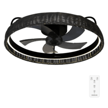 EnergySilence LampAero 600 Black Design Ventilatore da soffitto di design con motore DC, con potenza di 20W e luce a LED da 45W, con 5 pale da 17 pollici, telecomando, 6 velocità, 3 tonalità di luce disponibili, timer e modalità inverno/estate.