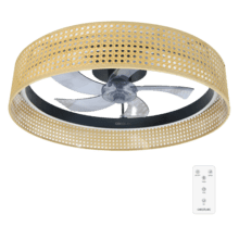 EnergySilence LampAero 600 Beige Design Ventilateur de plafond design de 20 W avec moteur DC, lampe LED de 40 W, 5 pales de 17 pouces, télécommande, 6 vitesses, 3 tonalités de lumière disponibles, minuterie et mode Hiver-Été.