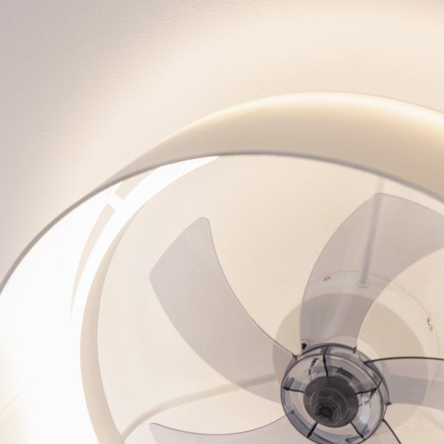 EnergySilence LampAero 650 White Design Ventilateur de plafond design avec moteur DC de 20 W, lampe LED de 40 W, 5 pales de 17 pouces, télécommande, 6 vitesses, 3 teintes de lumière disponibles, minuterie et mode Hiver-Été.