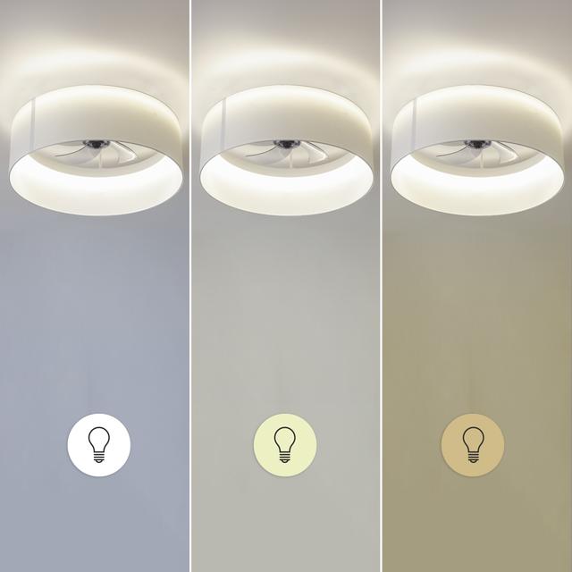 EnergySilence LampAero 650 White Design Ventilatore da soffitto di design con motore a corrente continua, potenza di 20W e luce LED da 40W, con 5 pale da 17 pollici, telecomando, 6 velocità, 3 colori di luce disponibili, timer e modalità inverno/estate.