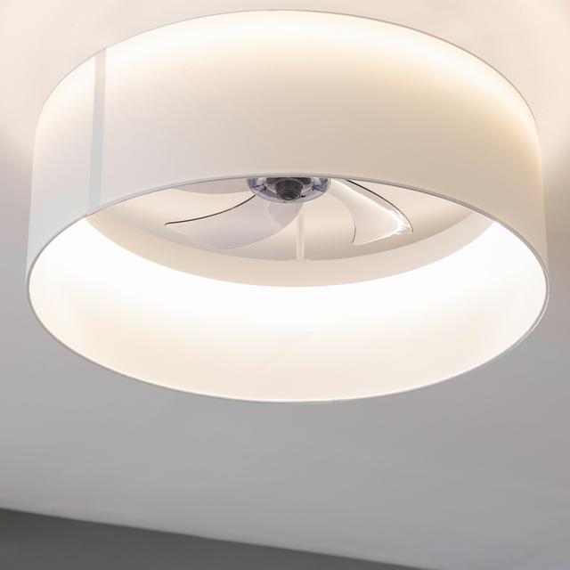 EnergySilence LampAero 650 White Design Design-Deckenventilator mit Gleichstrommotor, 20 W Leistung und 40 W LED-Licht, mit 5 x 17-Zoll-Flügeln, Fernbedienung, 6 Geschwindigkeiten, 3 verfügbaren Lichtschattierungen, Timer und Winter-/Sommermodus.