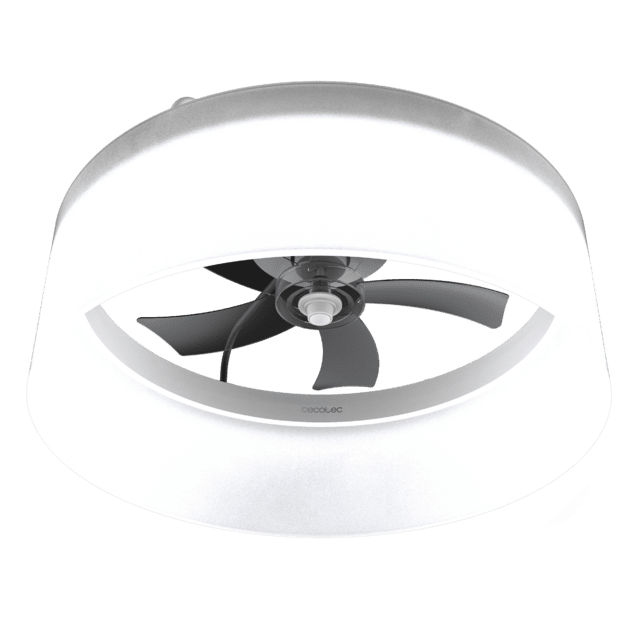 EnergySilence LampAero 650 White Design Ventilateur de plafond design avec moteur DC de 20 W, lampe LED de 40 W, 5 pales de 17 pouces, télécommande, 6 vitesses, 3 teintes de lumière disponibles, minuterie et mode Hiver-Été.