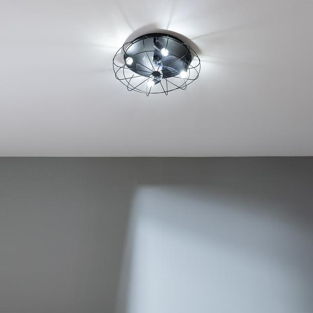 EnergySilence LampAero 600 Iron Design Ventilatore da soffitto di design con motore DC, con potenza di 20W e luce a LED da 45W, con 5 pale da 11 pollici, telecomando, 3 velocità, 3 tonalità di luce disponibili, timer e modalità inverno/estate.