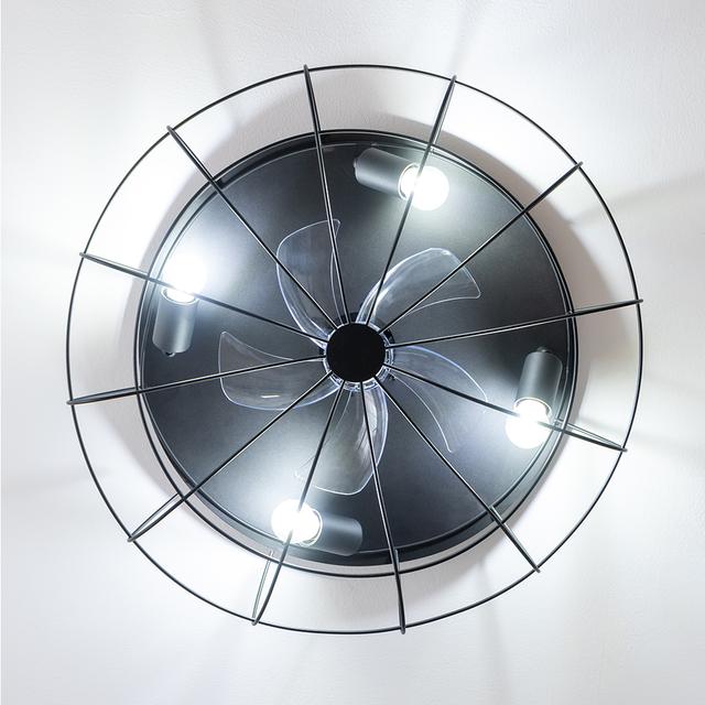 EnergySilence LampAero 600 Iron Design Ventilatore da soffitto di design con motore DC, con potenza di 20W e luce a LED da 45W, con 5 pale da 11 pollici, telecomando, 3 velocità, 3 tonalità di luce disponibili, timer e modalità inverno/estate.