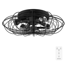 EnergySilence LampAero 650 Iron Design Ventilateur de plafond design avec moteur DC de 20 W, lampe intégrée, 5 pales de 11 pouces, télécommande, 3 vitesses, 3 tonalités de lumière disponibles, minuterie et mode Hiver-Été.