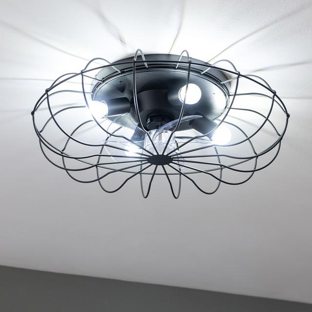 EnergySilence LampAero 650 Iron Design Ventilatore da soffitto di design con motore DC, con potenza di 20W e luce a LED da 45W, con 5 pale da 11 pollici, telecomando, 3 velocità, 3 tonalità di luce disponibili, timer e modalità inverno/estate.