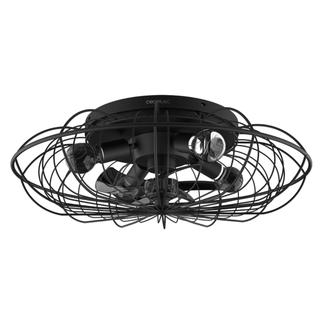 EnergySilence LampAero 650 Iron Design Ventilatore da soffitto di design con motore DC, con potenza di 20W e luce a LED da 45W, con 5 pale da 11 pollici, telecomando, 3 velocità, 3 tonalità di luce disponibili, timer e modalità inverno/estate.