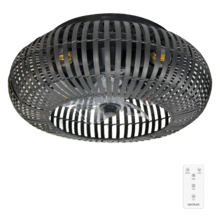 EnergySilen LampAero 600 Natur DarkWood Ventilateur de plafond design avec moteur DC de 20 W, lampe intégrée, 5 pales de 11 pouces, télécommande, 3 vitesses, 3 tonalités de lumière disponibles, minuterie et mode Hiver-Été.