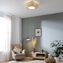 EnergySilence LampAero 600 Natur Wicker Ventilatore da soffitto di design con motore DC, con potenza di 20W e luce a LED da 45W, con 5 pale da 11 pollici, telecomando, 3 velocità, 3 tonalità di luce disponibili, timer e modalità inverno/estate.