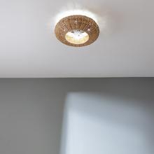 EnergySilen LampAero 650 Natural Wicker Ventilatore da soffitto di design con motore DC, con potenza di 20W e luce a LED da 45W, con 5 pale da 11 pollici, telecomando, 3 velocità, 3 tonalità di luce disponibili, timer e modalità inverno/estate.