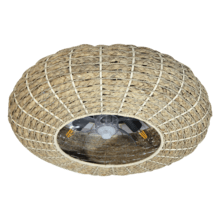 EnergySilen LampAero 650 Natural Wicker Ventilateur de plafond design avec moteur DC de 20 W, lampe intégrée, 5 pales de 11 pouces, télécommande, 3 vitesses, 3 tonalités de lumière disponibles, minuterie et mode Hiver-Été.