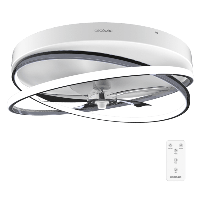 EnergySilence LampAero 600 FlowLight Designer-Deckenventilator mit Gleichstrommotor, mit einer Leistung von 20 W und 40 W LED-Licht, mit 5 17-Zoll-Flügeln, Fernbedienung, 3 Geschwindigkeiten, 3 verfügbaren Lichttönen, Timer und Winter-/Sommermodus.