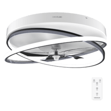 EnergySilence LampAero 600 FlowLight Designer ventilador de teto com motor DC, com potência de 20W e luz LED de 40W, com 5 pás de 17 polegadas, controle remoto, 3 velocidades, 3 tons de luz disponíveis, timer e modo inverno/verão.