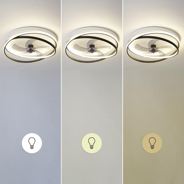 EnergySilence LampAero 600 FlowLight Ventilatore da soffitto di design con motore DC, con una potenza di 20W e luce LED da 40W, con 5 pale da 17 pollici, telecomando, 3 velocità, 3 tonalità di luce disponibili, timer e modalità inverno/estate.