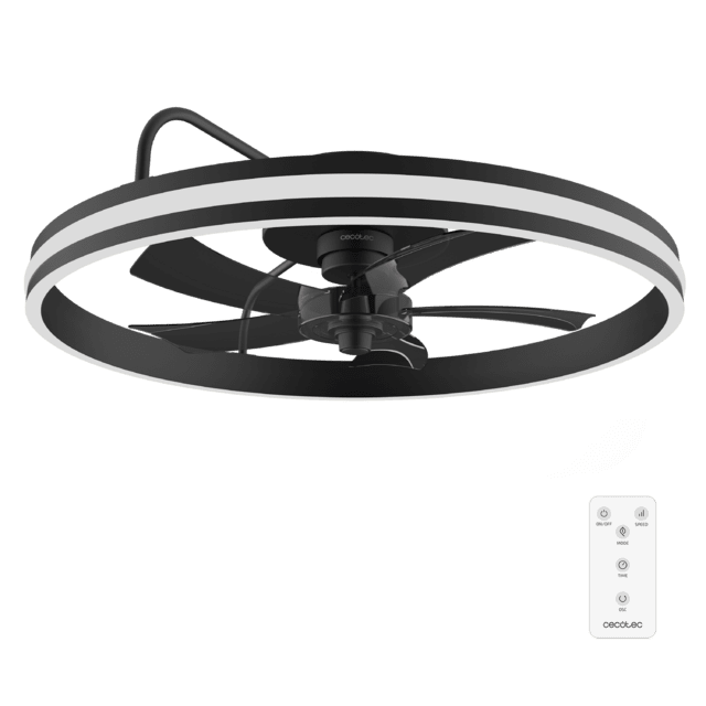 EnergySilence LampAero 650 FlowLight Ventilador de techo de diseño con motor DC , con una potencia de 20W y luz LED de 45W , con 5 aspas de 17 pulgadas , control remoto, 6 velocidades, 3 tonalidades de luz disponibles, temporizador y modo winter/summer.