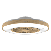 EnergySilence LampAero 600 InsideWood Ventilador de techo de diseño con motor DC , con una potencia de 20W y luz LED de 45W , con 5 aspas de 24 pulgadas , control remoto, 3 velocidades, 3 tonalidades de luz disponibles, temporizador y modo winter/summer.