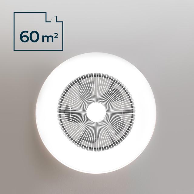 EnergySilence LampAero 600 InsideWhite Ventilador de techo de diseño con motor DC , con una potencia de 20W y luz LED de 40W , con 5 aspas de 20 pulgadas , control remoto, 3 velocidades, 3 tonalidades de luz disponibles, temporizador y modo winter/summer.