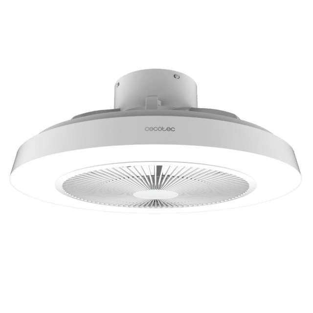 EnergySilence LampAero 600 InsideWhite Ventoinha de teto de design com motor DC, com uma potência de 20 W e lâmpada LED de 40 W, com 5 pás de 20 polegadas, controlo remoto, 3 velocidades, 3 tonalidades de luz disponíveis, temporizador e modo Inverno/Verão.