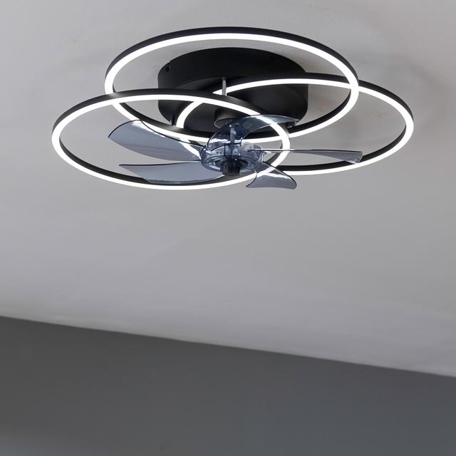 EnergySilence LampAero 670 FlowLight Design-Deckenventilator mit DC-Motor, mit einer Leistung von 20W und 45W LED-Licht, mit 5 Flügeln von 17 Zoll, Fernbedienung, 6 Geschwindigkeiten, 3 verfügbaren Lichtschattierungen, Timer und Winter/Sommer-Modus.