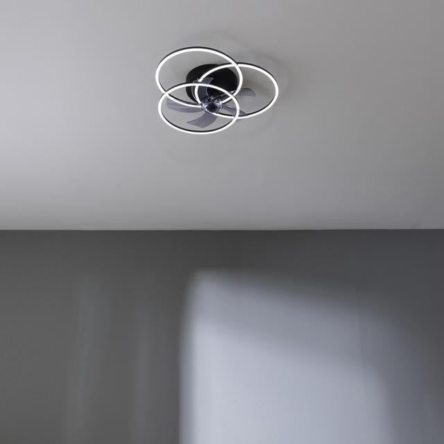 EnergySilence LampAero 670 FlowLight Ventilatore da soffitto di design con motore DC, con potenza di 20W e luce a LED da 40W, con 5 pale da 17 pollici, telecomando, 3 velocità, 3 tonalità di luce disponibili, timer e modalità inverno/estate.