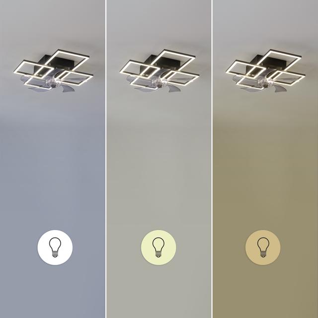 EnergySilence LampAero 690 FlowLight Ventilatore da soffitto di design con motore DC, con potenza di 20W e luce LED da 40W, con 5 pale da 17 pollici, telecomando, 3 velocità, 3 tonalità di luce disponibili, timer e modalità inverno/estate.