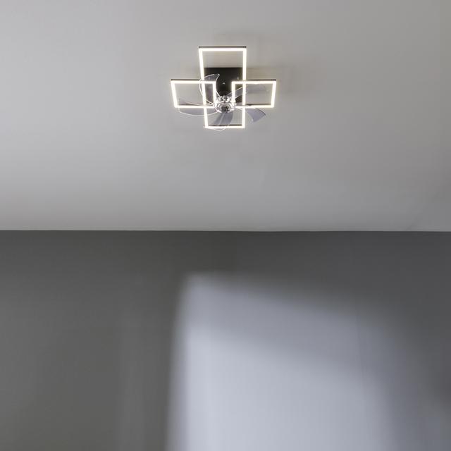 EnergySilence LampAero 690 FlowLight Ventilatore da soffitto di design con motore DC, con potenza di 20W e luce LED da 40W, con 5 pale da 17 pollici, telecomando, 3 velocità, 3 tonalità di luce disponibili, timer e modalità inverno/estate.