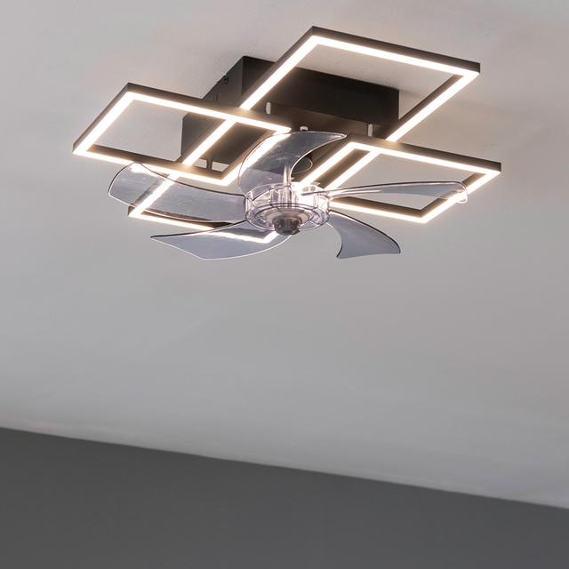 EnergySilence LampAero 690 FlowLight Ventilatore da soffitto di design con motore DC, con potenza di 20W e luce LED da 40W, con 5 pale da 17 pollici, telecomando, 3 velocità, 3 tonalità di luce disponibili, timer e modalità inverno/estate.