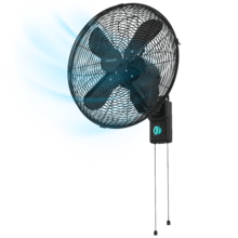 EnergySilence 4500 Power Wall Black Ventilador de pared de 18 ", con 50 W, 3 velocidades, 4 aspas y uso sencillo.