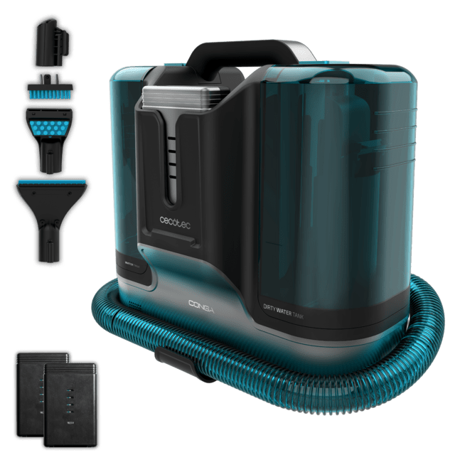 Conga Carpet&Spot Clean Infinity Pulitore per tappezzeria Conga Carpet&Spot Clean Infinity. Potenza di 150 W. 2 batterie intercambiabili. 60 minuti di autonomia. Spray d'acqua e accessorio per la pulizia delle finestre.