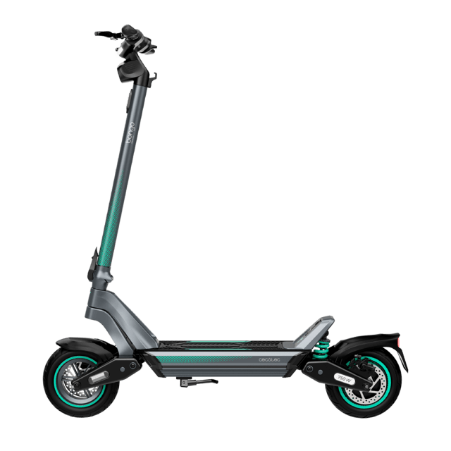 Vista lateral del patinete CECOTEC Bongo Y45 Connected con doble suspensión