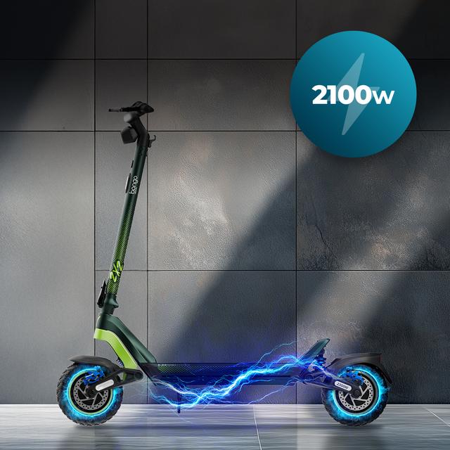 Bongo Doble Y85 2x2 XXL Connected Patinete eléctrico de doble motor con potencia máxima de 2100 W y doble suspensión que permite superar pendientes y desplazarse por cualquier superficie. Con autonomía de hasta 85 km. Cumple con todos los requisitos de la nueva normativa española de circulación. Conexión con App móvil.